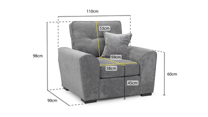Maxwell Sofa Grey Armchair - Comfort Furniture
