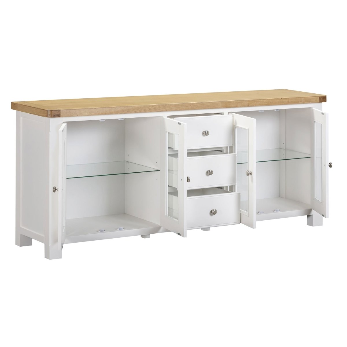Mayfair 4 Door Extra Large Sideboard – Oak & White - Comfort Furniture
