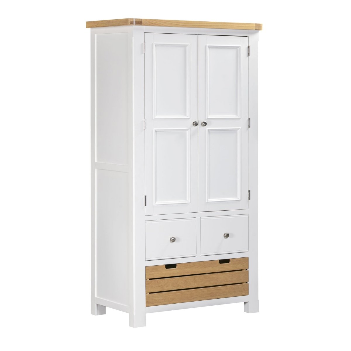 Mayfair Double Larder Cupboard – Oak & White - Comfort Furniture