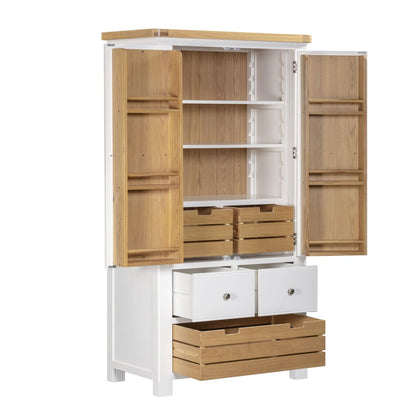 Mayfair Double Larder Cupboard – Oak & White - Comfort Furniture