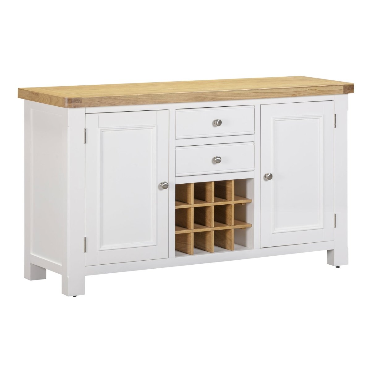 Mayfair Large Sideboard with Wine Rack – Oak & White - Comfort Furniture