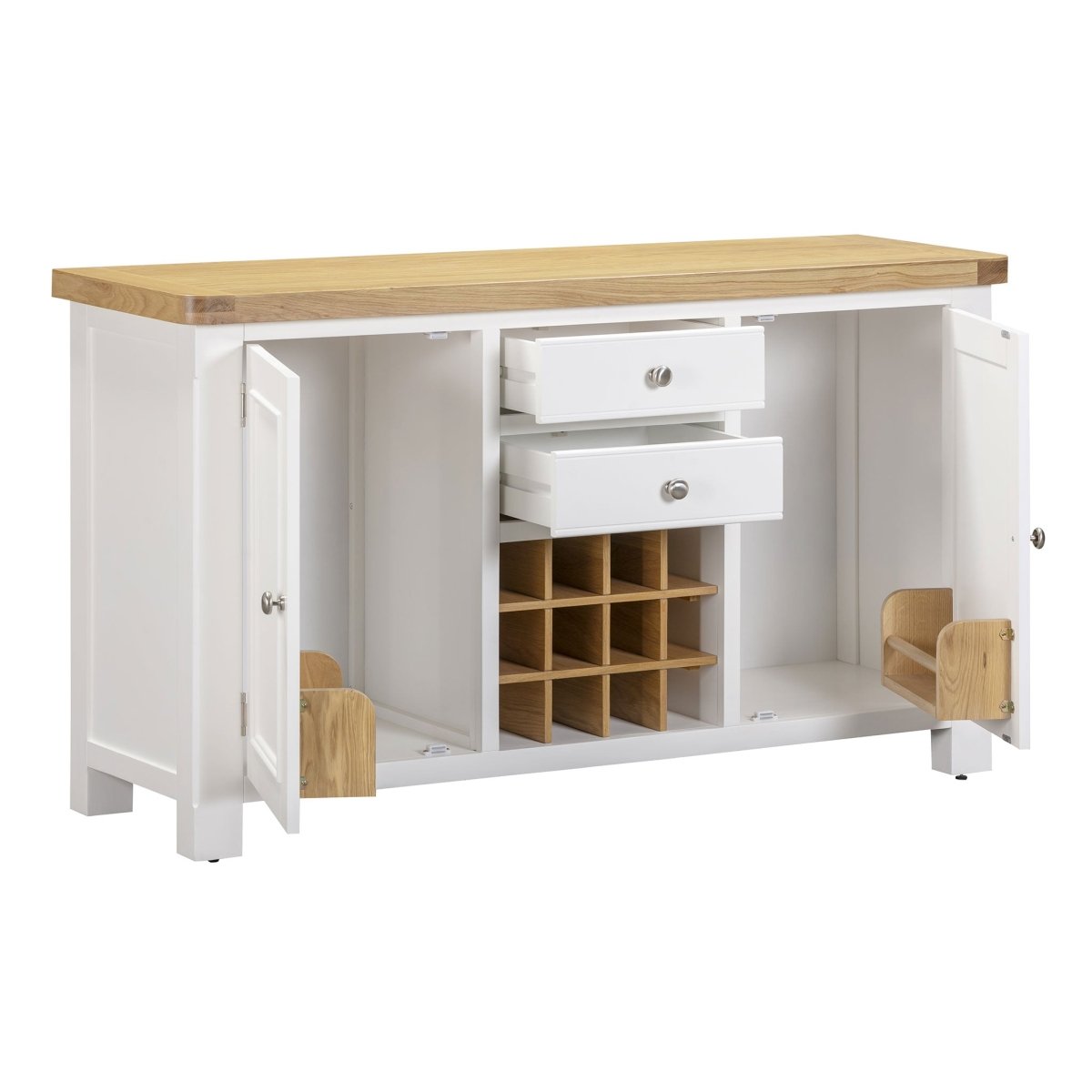 Mayfair Large Sideboard with Wine Rack – Oak & White - Comfort Furniture