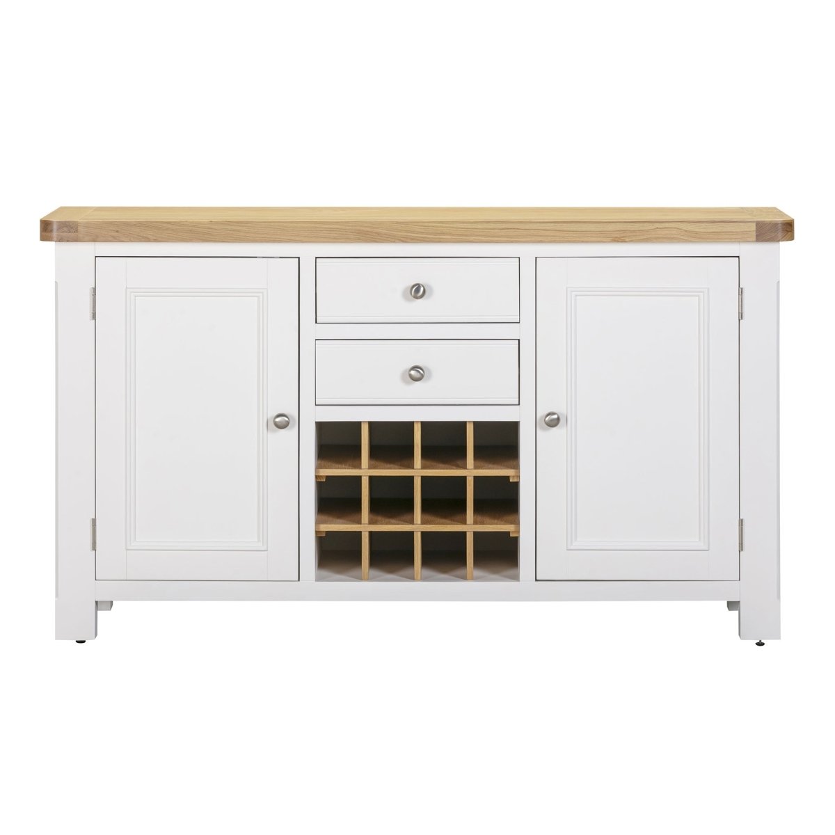 Mayfair Large Sideboard with Wine Rack – Oak & White - Comfort Furniture