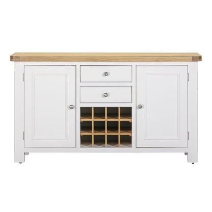 Mayfair Large Sideboard with Wine Rack – Oak & White - Comfort Furniture