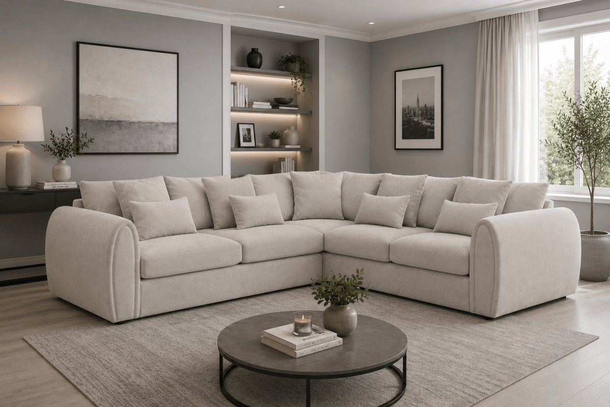 Mirabel Big Corner Sofa in Grey - Comfort Furniture