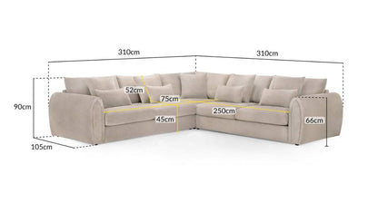 Mirabel Big Corner Sofa in Grey - Comfort Furniture