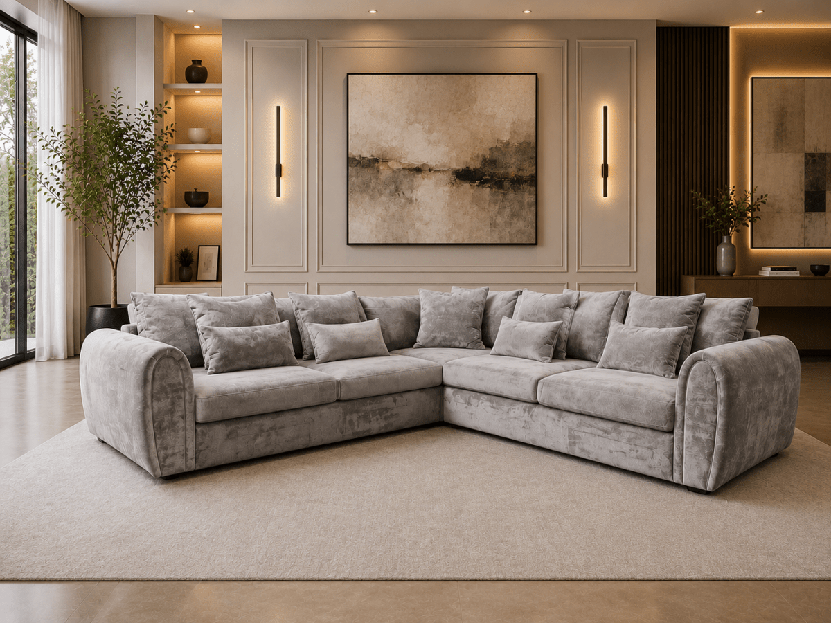 Mirabel Big Corner Sofa in Grey - Comfort Furniture