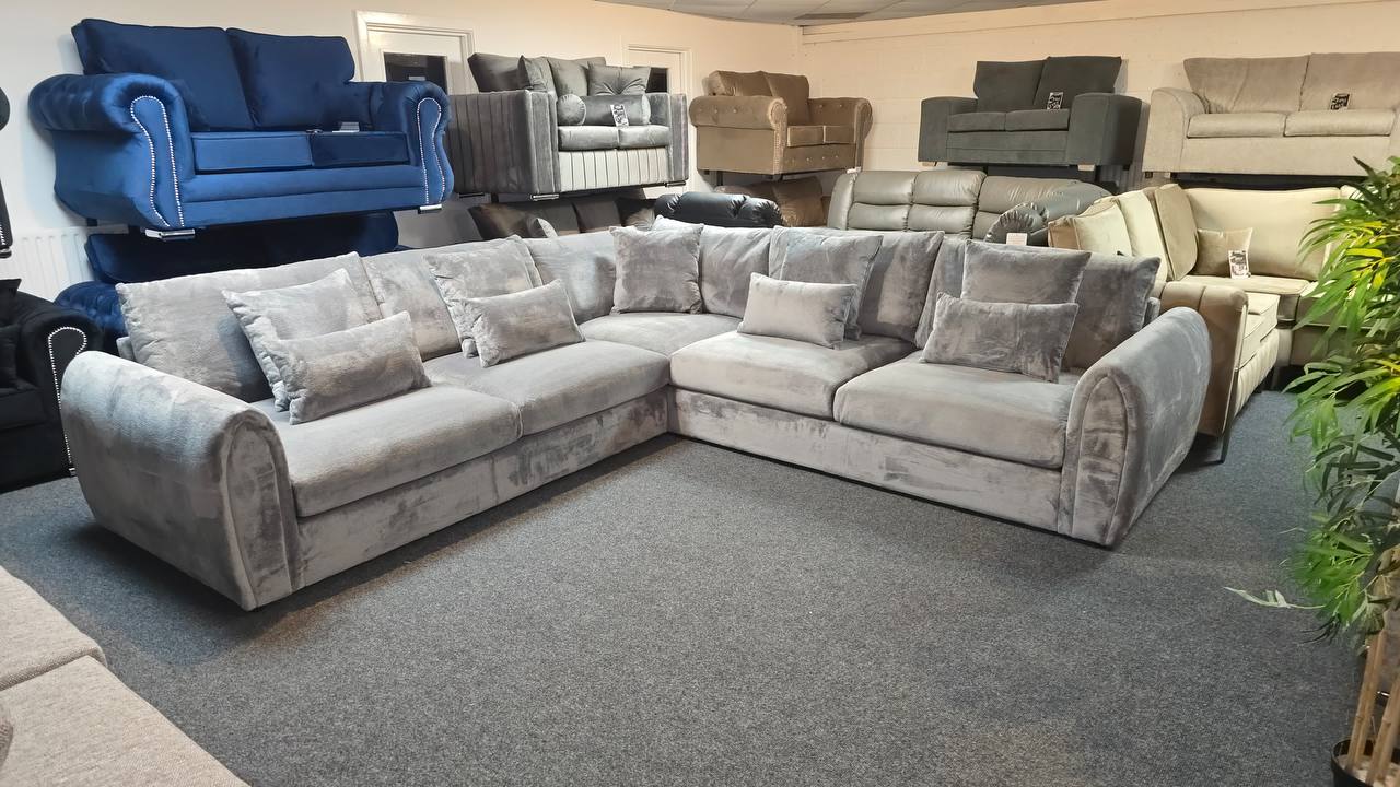 Mirabel Big Corner Sofa in Grey - Comfort Furniture