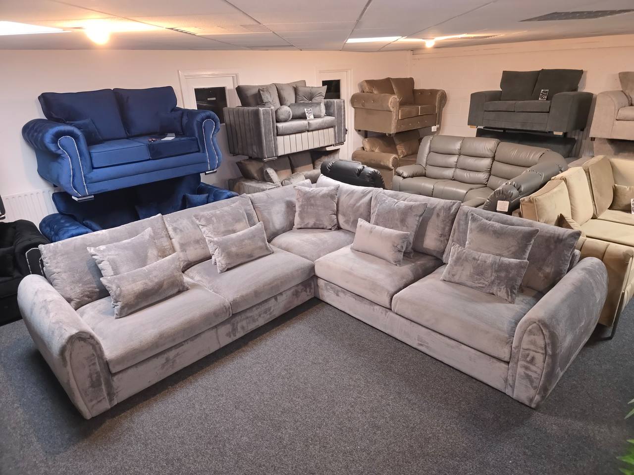 Mirabel Big Corner Sofa in Grey - Comfort Furniture