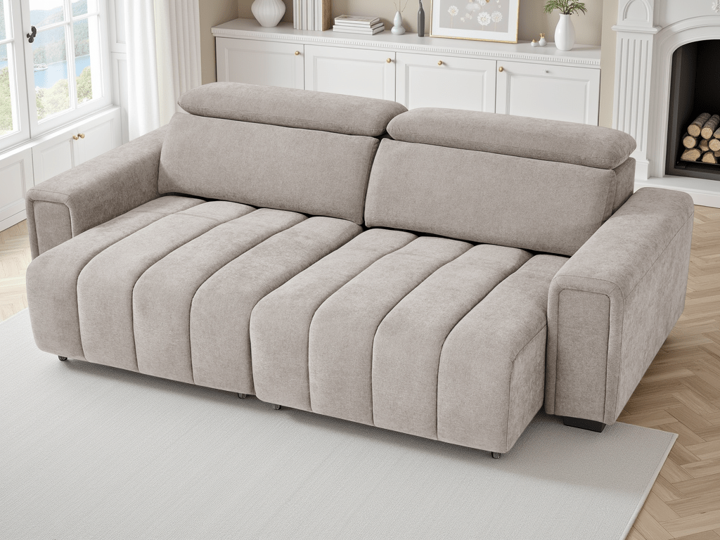 Molly Electric Sofabed Beige 3 Seater - Comfort Furniture