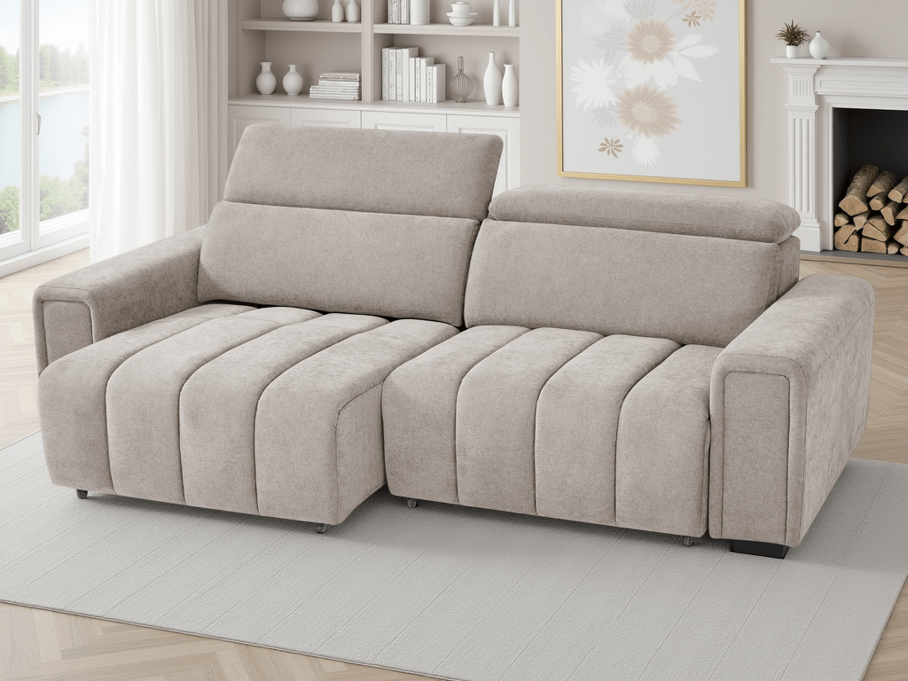 Molly Electric Sofabed Beige 3 Seater - Comfort Furniture