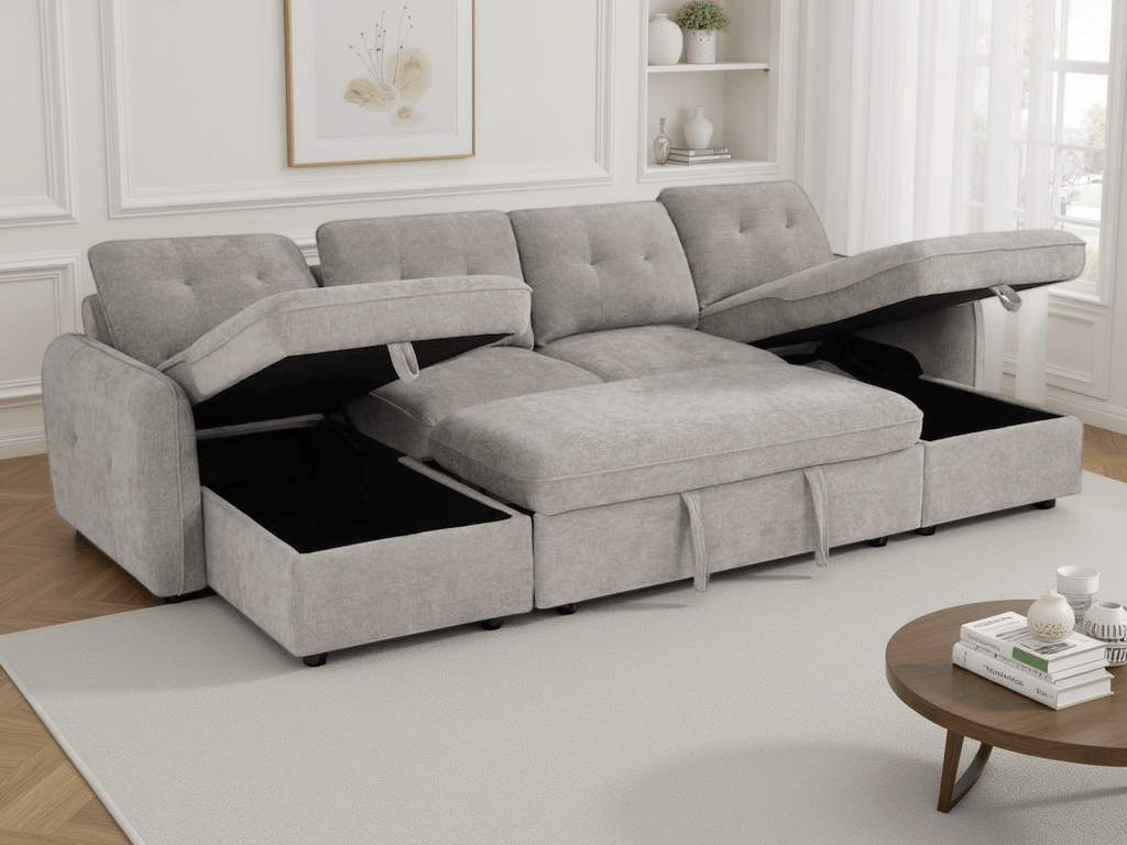 Moscow Sofabed Beige U Shape Corner - Comfort Furniture