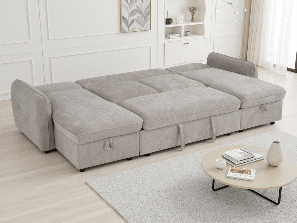 Moscow Sofabed Beige U Shape Corner - Comfort Furniture