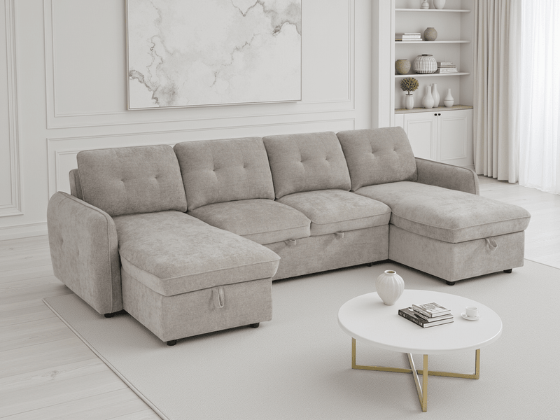 Moscow Sofabed Beige U Shape Corner - Comfort Furniture