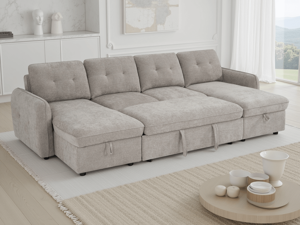 Moscow Sofabed Beige U Shape Corner - Comfort Furniture