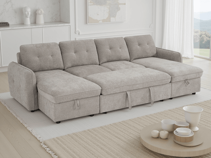 Moscow Sofabed Beige U Shape Corner - Comfort Furniture