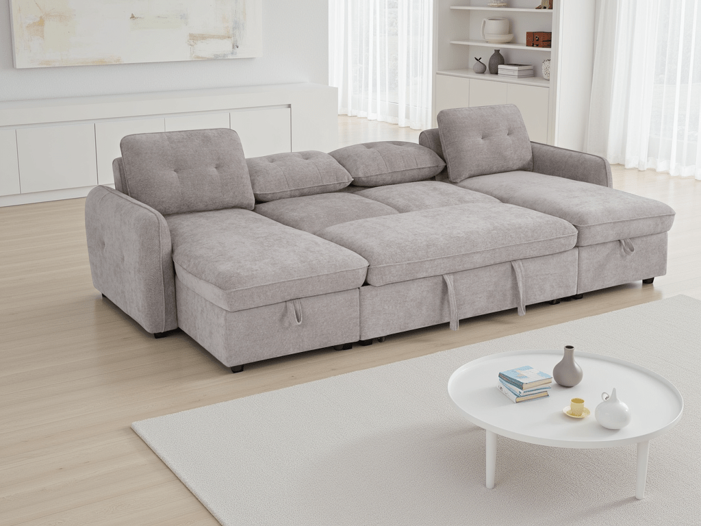 Moscow Sofabed Beige U Shape Corner - Comfort Furniture