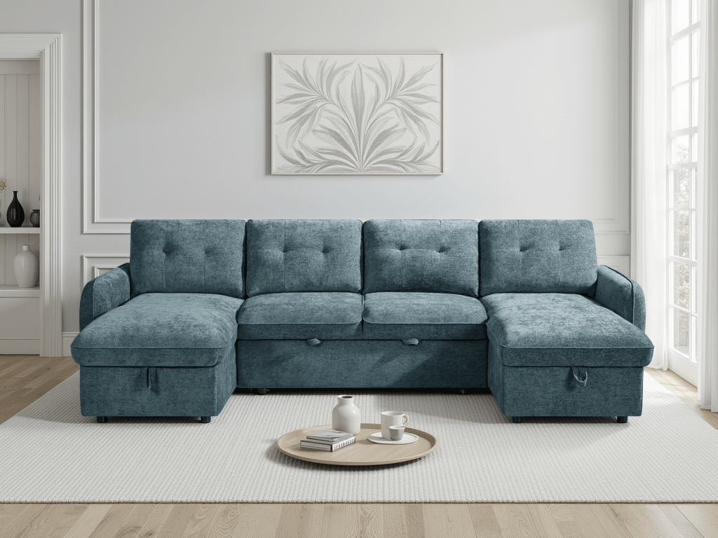 Moscow Sofabed Blue U Shape Corner - Comfort Furniture