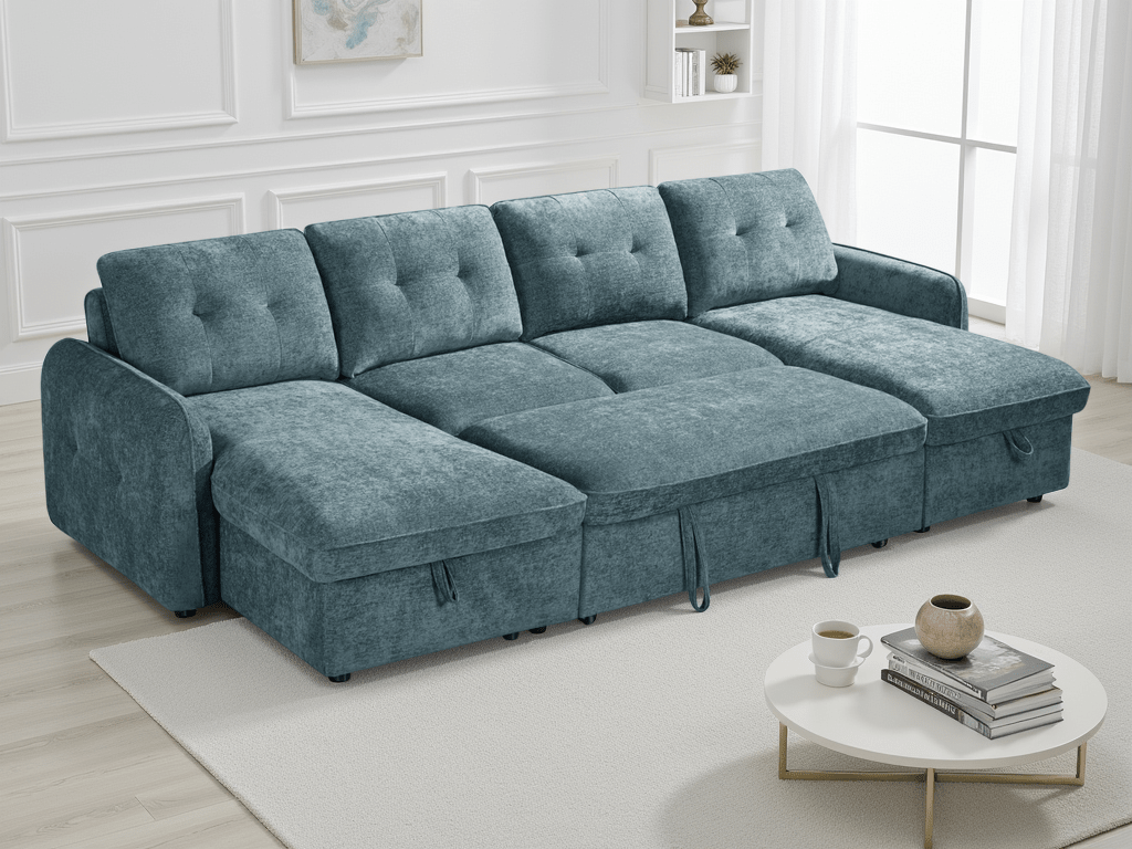 Moscow Sofabed Blue U Shape Corner - Comfort Furniture