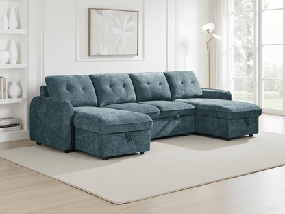 Moscow Sofabed Blue U Shape Corner - Comfort Furniture