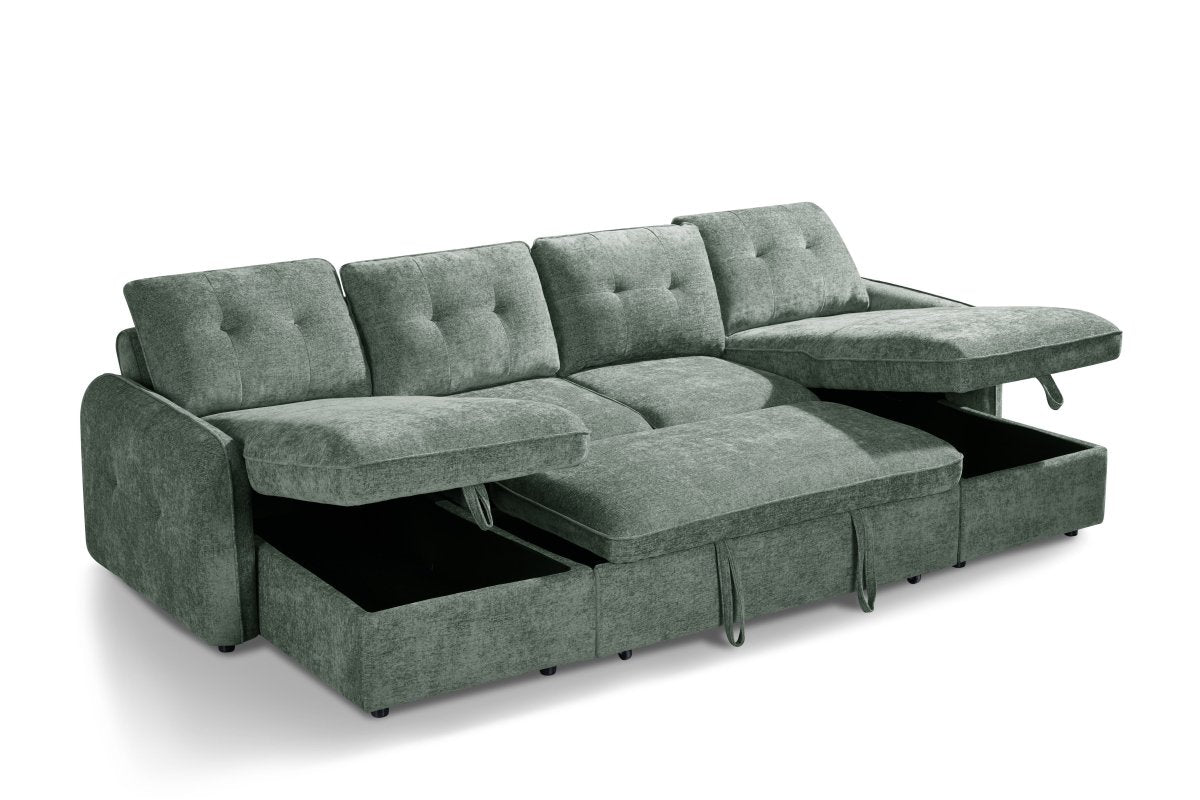Moscow Sofabed Green U Shape Corner - Comfort Furniture