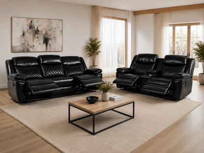 Myra Recliner Sofa Black 3+2 Set - Comfort Furniture