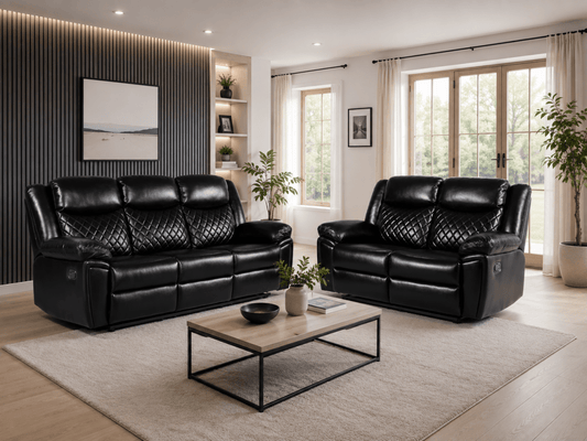 Myra Recliner Sofa Black 3+2 Set - Comfort Furniture