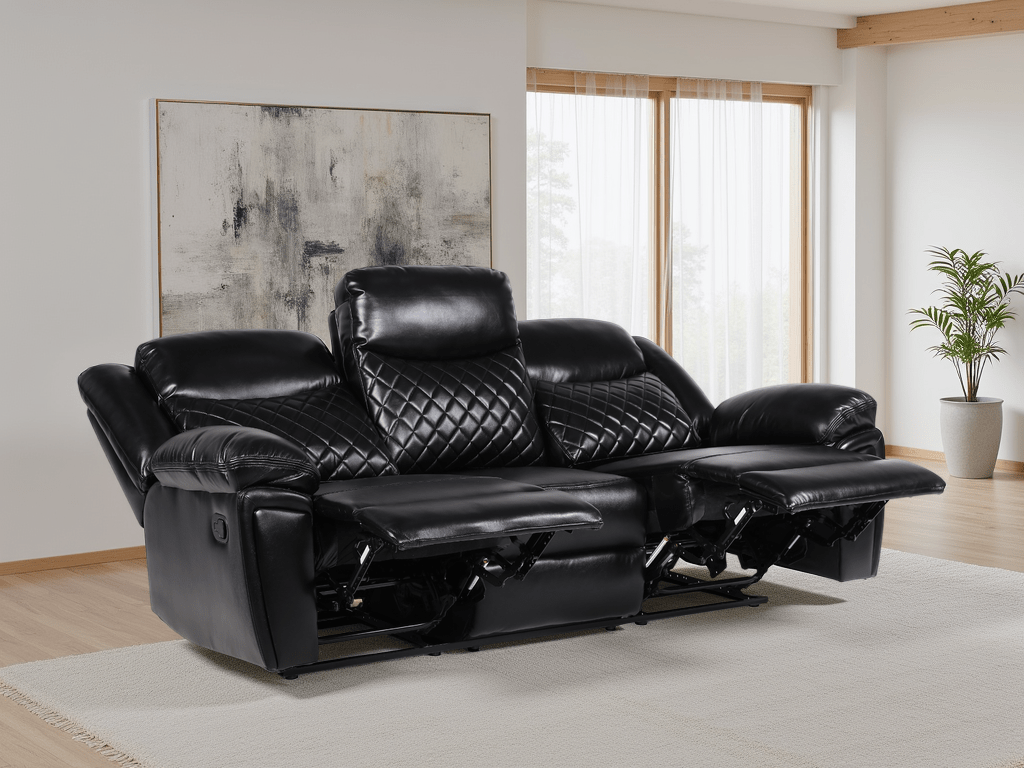 Myra Recliner Sofa Black 3+2 Set - Comfort Furniture