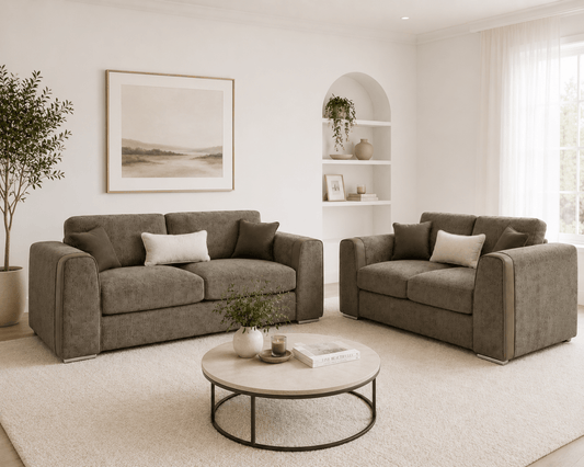 Naples Sofa Suite – 3 Seater & 2 Seater in Mocha & Grey | Comfort Furniture