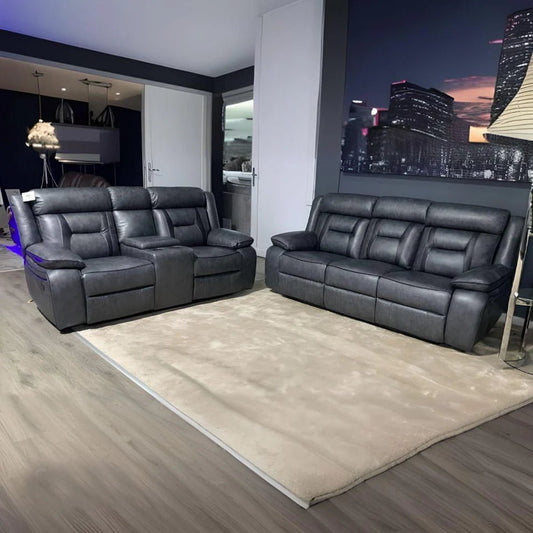 Nova Leather Sofa Electric Recliner in Black – 3+2 Power Recliner Suite | Comfort Furniture
