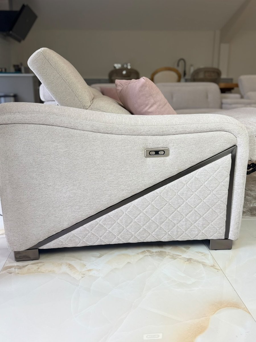 Ohio Electric Recliner Sofa Beige Large Corner - Comfort Furniture
