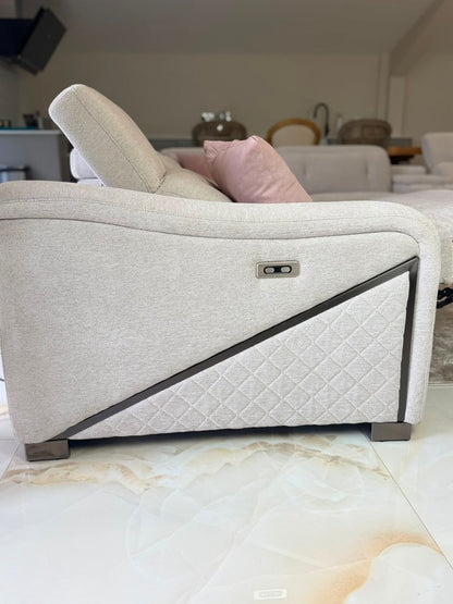Ohio Electric Recliner Sofa Beige Large Corner - Comfort Furniture