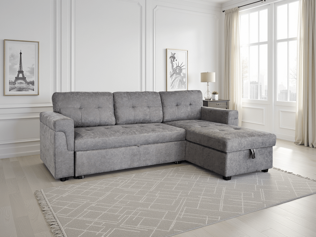 Omniya Sofabed Grey Universal Corner - Comfort Furniture