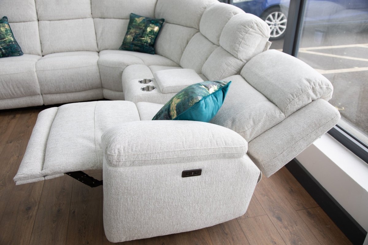 Owen Electric Recliner Sofa Beige Large Corner - Comfort Furniture