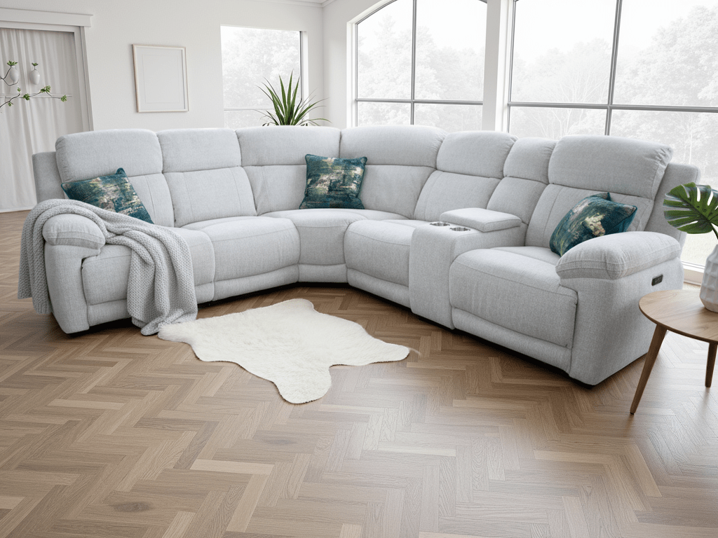 Owen Electric Recliner Sofa Beige Large Corner - Comfort Furniture