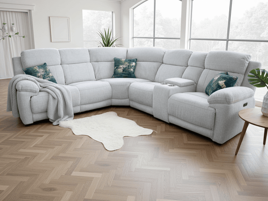 Owen Electric Recliner Sofa Beige Large Corner - Comfort Furniture