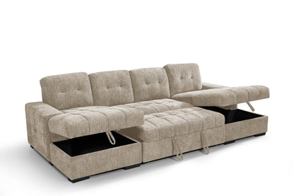 Palermo Sofabed Beige U Shape Corner - Comfort Furniture