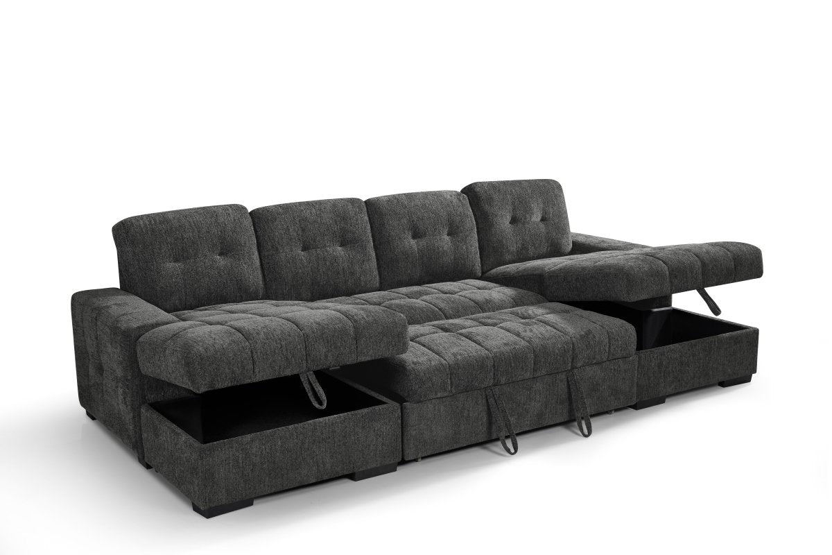 Palermo Sofabed Grey U Shape Corner - Comfort Furniture