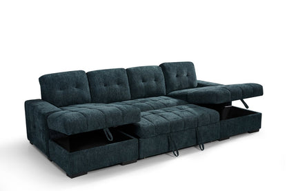 Palermo Sofabed Teal U Shape Corner - Comfort Furniture