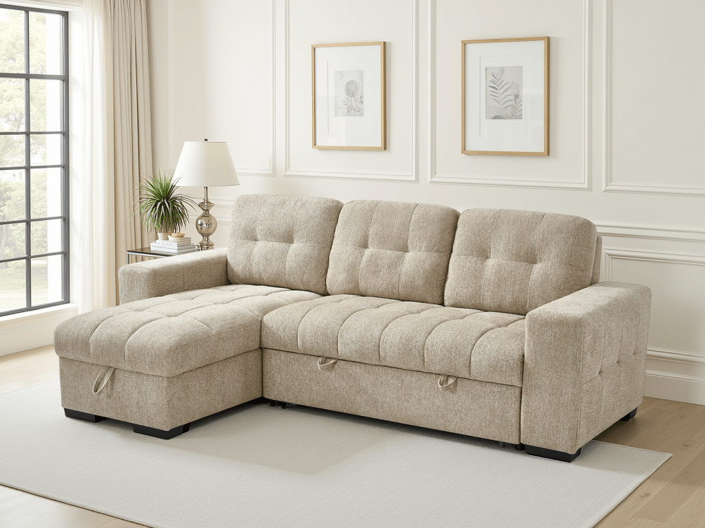 Palermo Universal Corner Sofabed Beige - Comfort Furniture