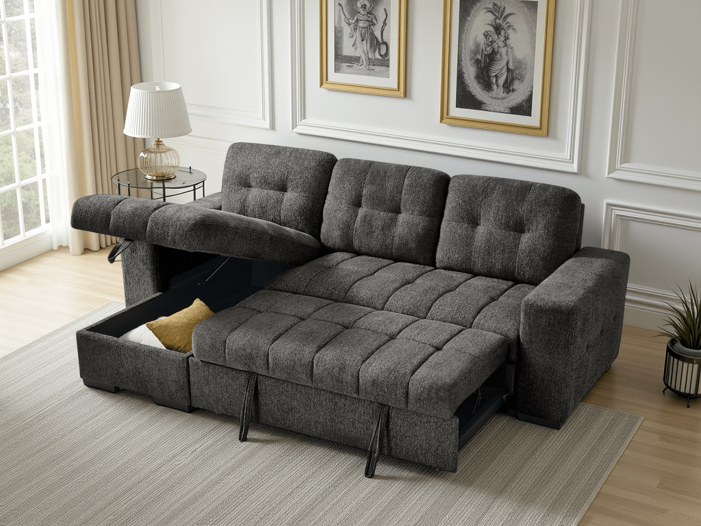 Palermo Universal Corner Sofabed Grey - Comfort Furniture