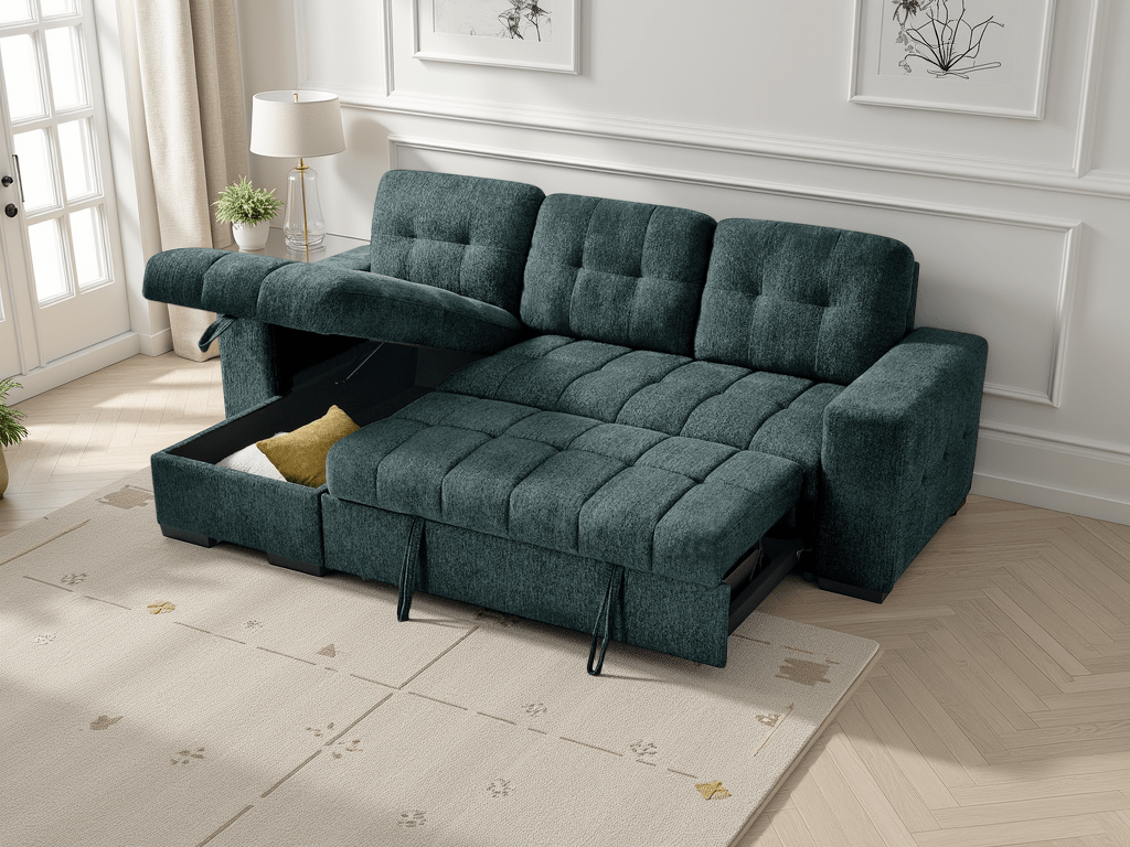 Palermo Universal Corner Sofabed Teal - Comfort Furniture