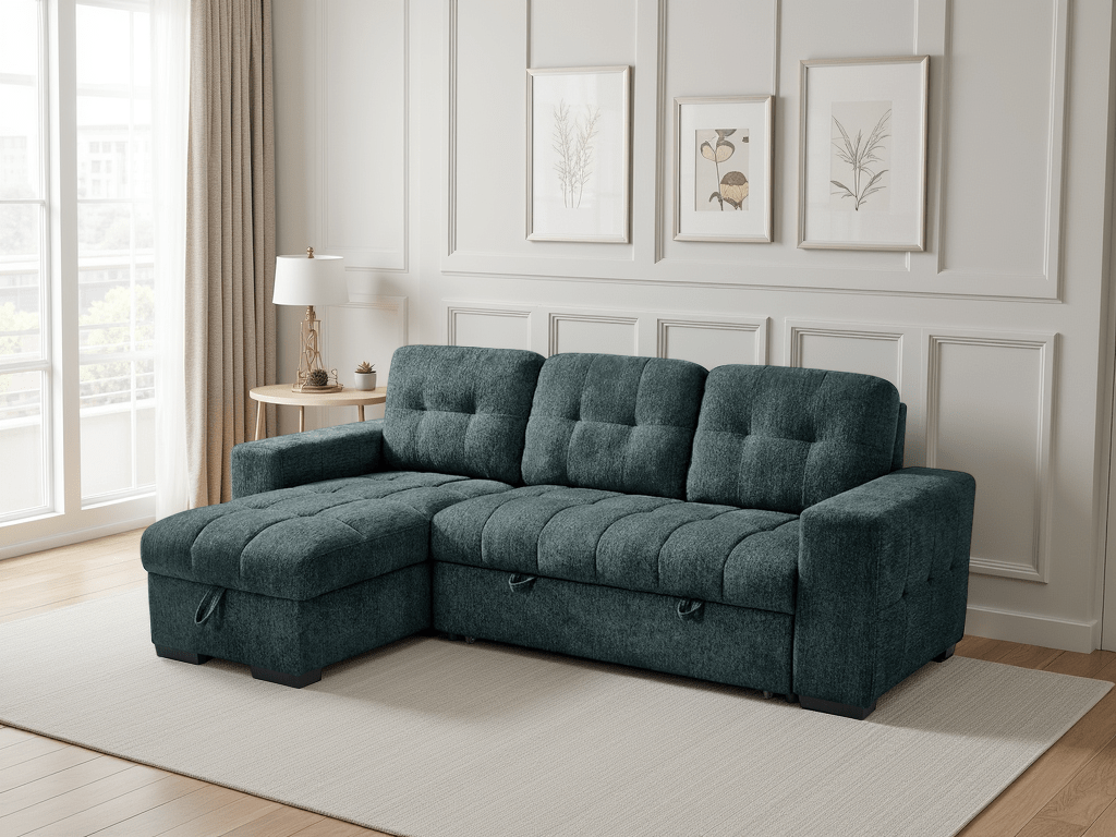 Palermo Universal Corner Sofabed Teal - Comfort Furniture