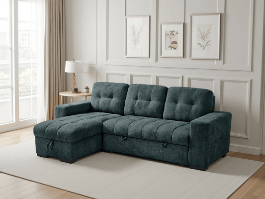 Palermo Universal Corner Sofabed Teal - Comfort Furniture