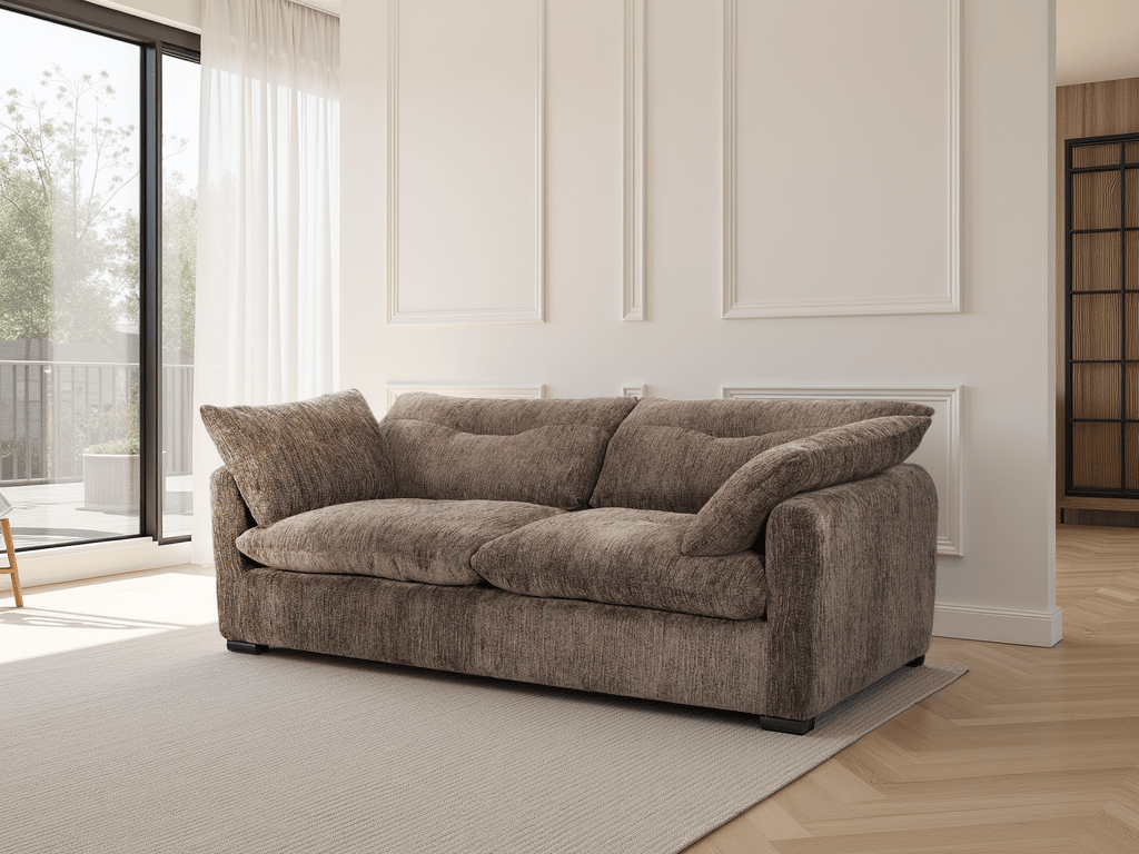 Quetta Sofa Brown 3 Seater - Comfort Furniture