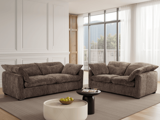 Quetta Sofa Brown 3+2 Set – Fabric 3+2 Sofa Suite in Brown | Comfort Furniture