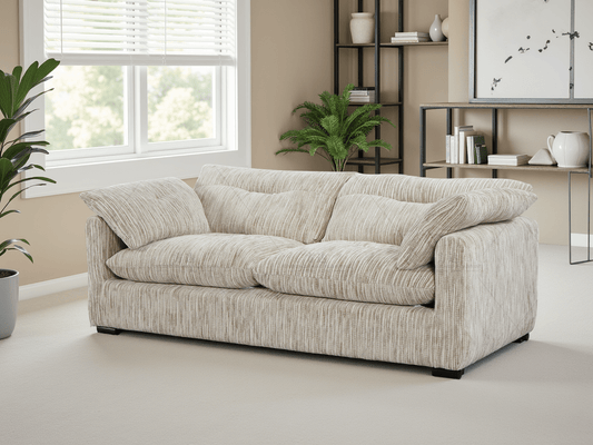 Quetta Sofa Grey & Silver 3 Seater – Contemporary 3 Seater Sofa | Comfort Furniture