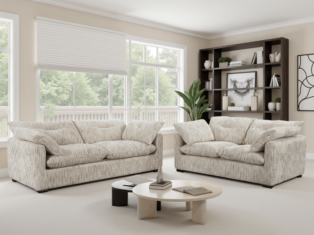 Quetta Sofa Grey/Silver 3+2 Set - Comfort Furniture