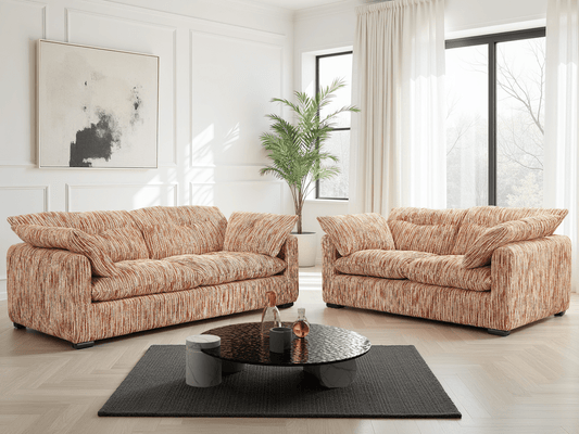 Quetta Sofa Rust & Beige 3+2 Set – Two-Tone Sofa Suite | Comfort Furniture