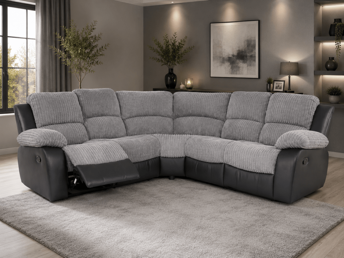 Rio Corner Sofa Recliner in Grey – Manual Recliner L-Shape Corner | Comfort Furniture